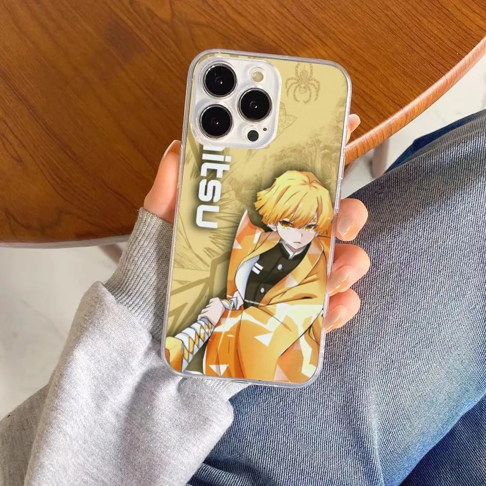 Demon Slayer Zenitsu Mobile Phone Case for iPhone 15 14 13 12 11 XS X 8 7 6 Plus Mini Pro Max SE 2022 Clear Phone Cover Funda. 