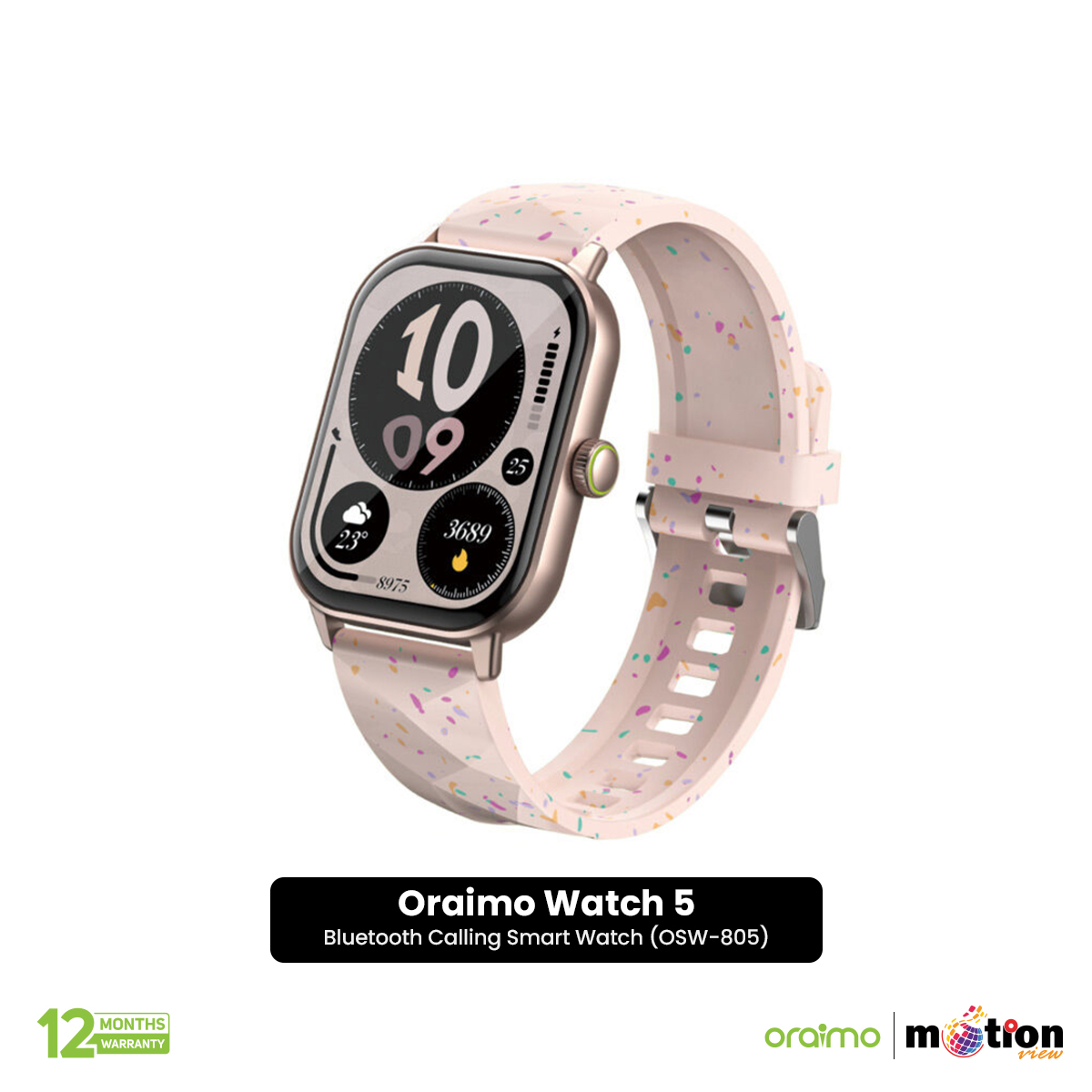 Oraimo Watch 5 2.01" HD Panda Glass 1ATM With Bluetooth Calling Smart Watch (OSW-805)