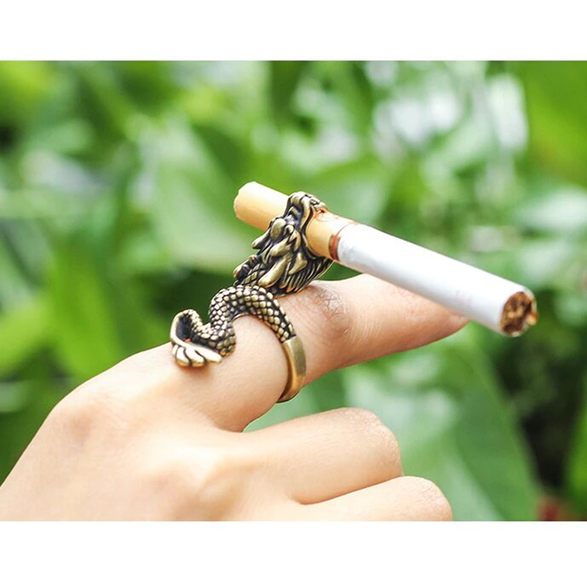 Adjustable Punk Dragon Ring Cigarettes Holder Ring for men