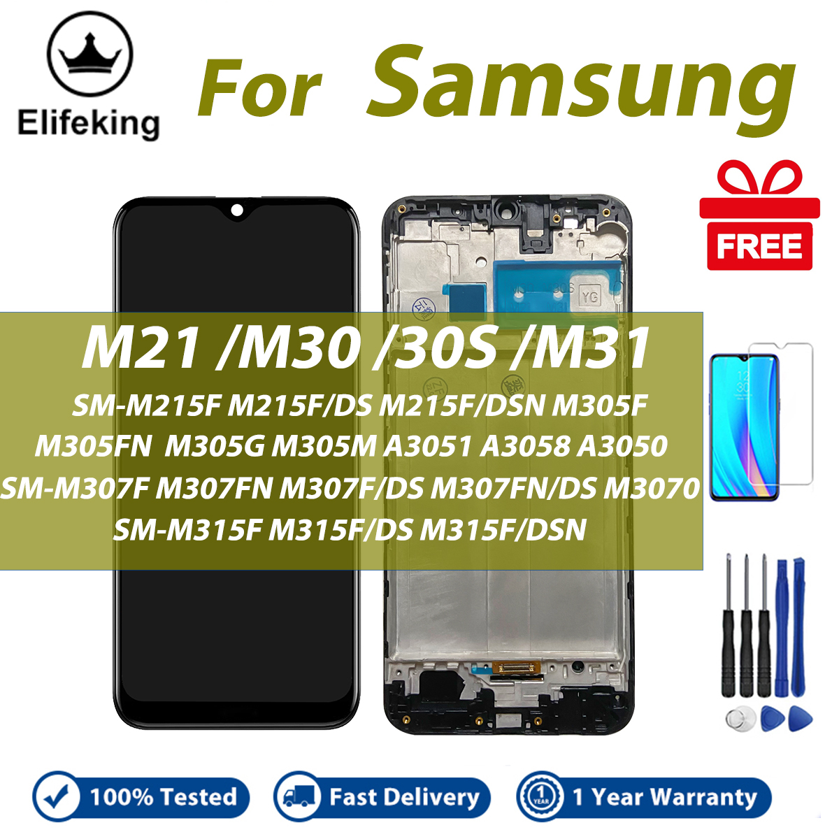 LCD With Frame For Samsung Galaxy M21 M30 M30S M31 Display Touch Screen Digitizer Assembly Replacement Parts