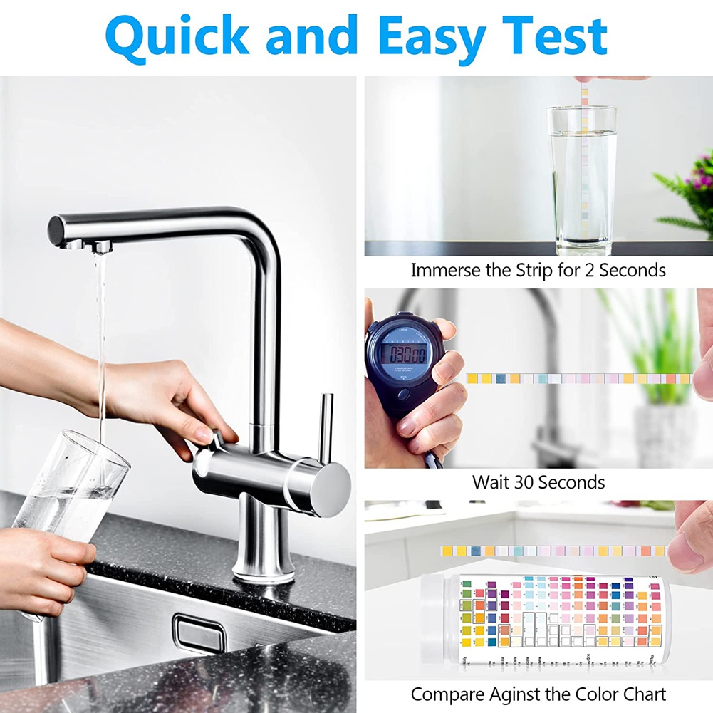 16 in 1 Drinking Water Test Kit, Water Testing Kits for Drinking Water 100 PCS Water Quality Test Strips,Free Chlorine. 
