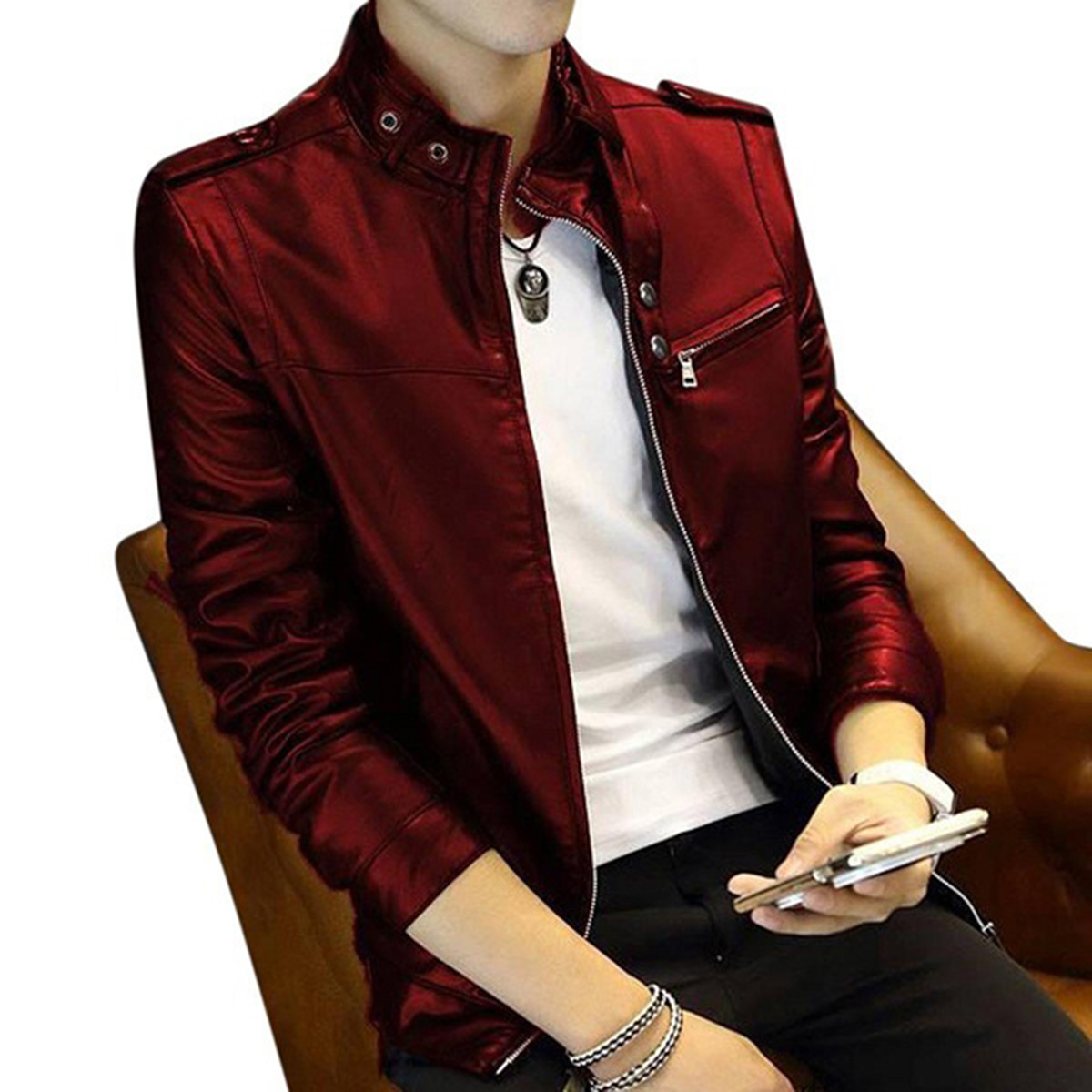 Gents Full Artificial Leather Jacket 