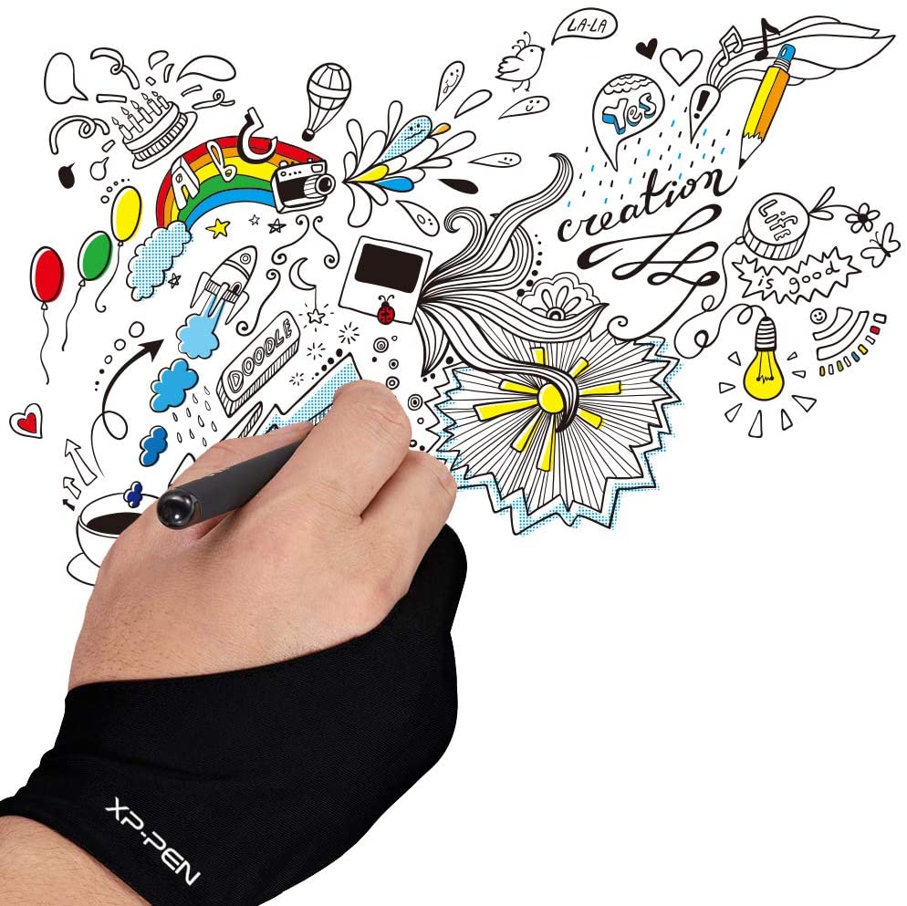 XP-Pen AC01 Anti-fouling Lycra Two-Finger Glove Free Size for Drawing Graphics Tablet Light Box Tracing Light Pad. 