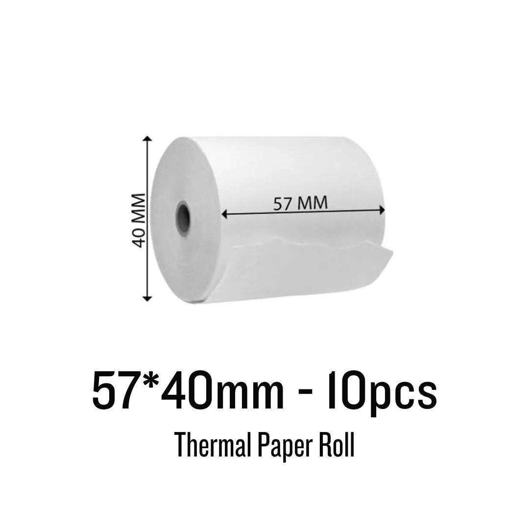 10Rolls (57x40mm) Thermal Paper Rolls for 2-Inch width (58mm) POS and Receipt Printers – Durable, High-Quality, Fade-Resistant for Clear, Long-Lasting Prints