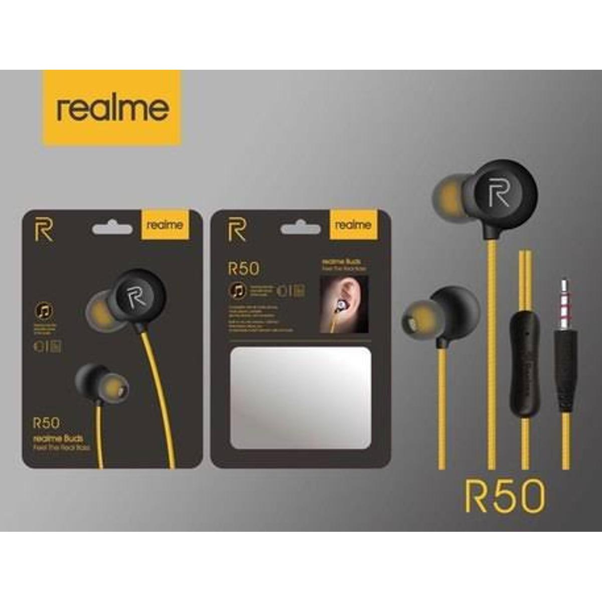 realme yellow earphones