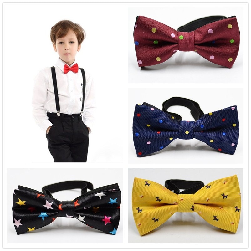 Children Bow Tie Baby Boy Kid Clothing Accessories Solid Color Gentleman Shirt Neck Tie Bowknot Dot Party Fashion Bowtie Ties. 