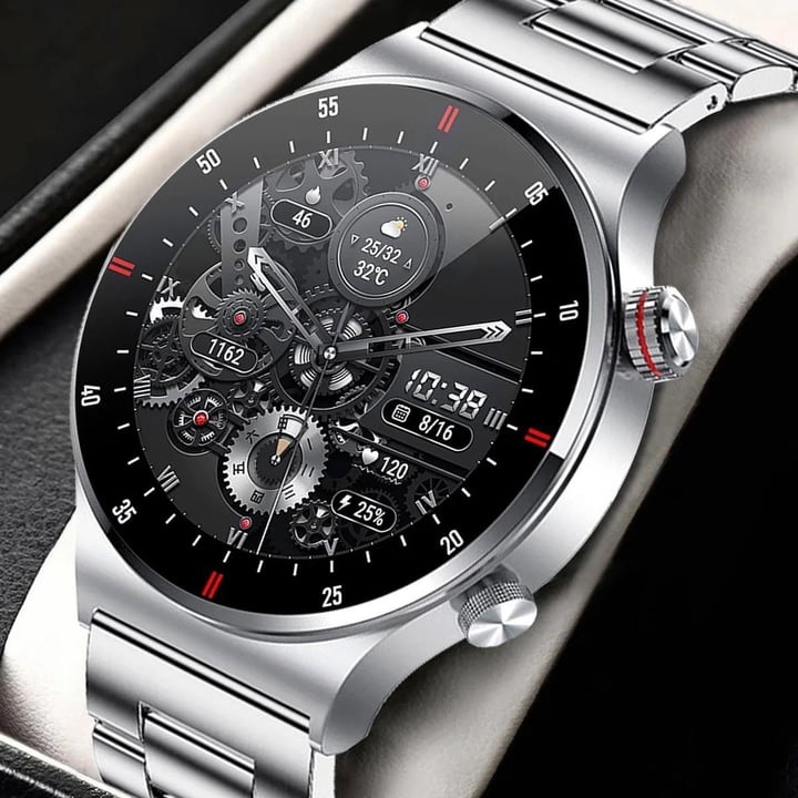 LIGE BW0382 ECG+BP+NFC MADE IN JAPAN Bluetooth call  Smart watch Men Heart rate Blood pressure Full touch sports Fitness Watches Bluetooth Call for Android iOS smart watch with Steel and Silicon belt. 