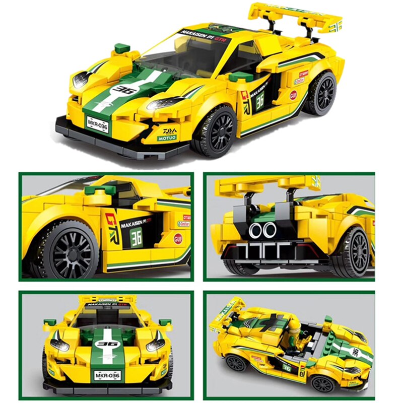 【happy one】2020 NEW Technic Speed Champion bricks race Mustang GT GTR P1 Car Model Creator For Children. 