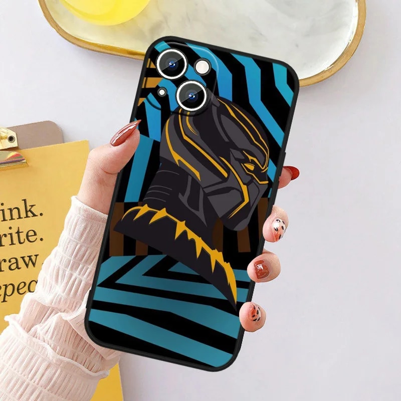 Marvel Black Panther Phone Case For Apple iPhone 14 13 12 11 Pro Max mini XS XR X 8 7 6S 6 Plus Black Soft Funda Back Cover. 