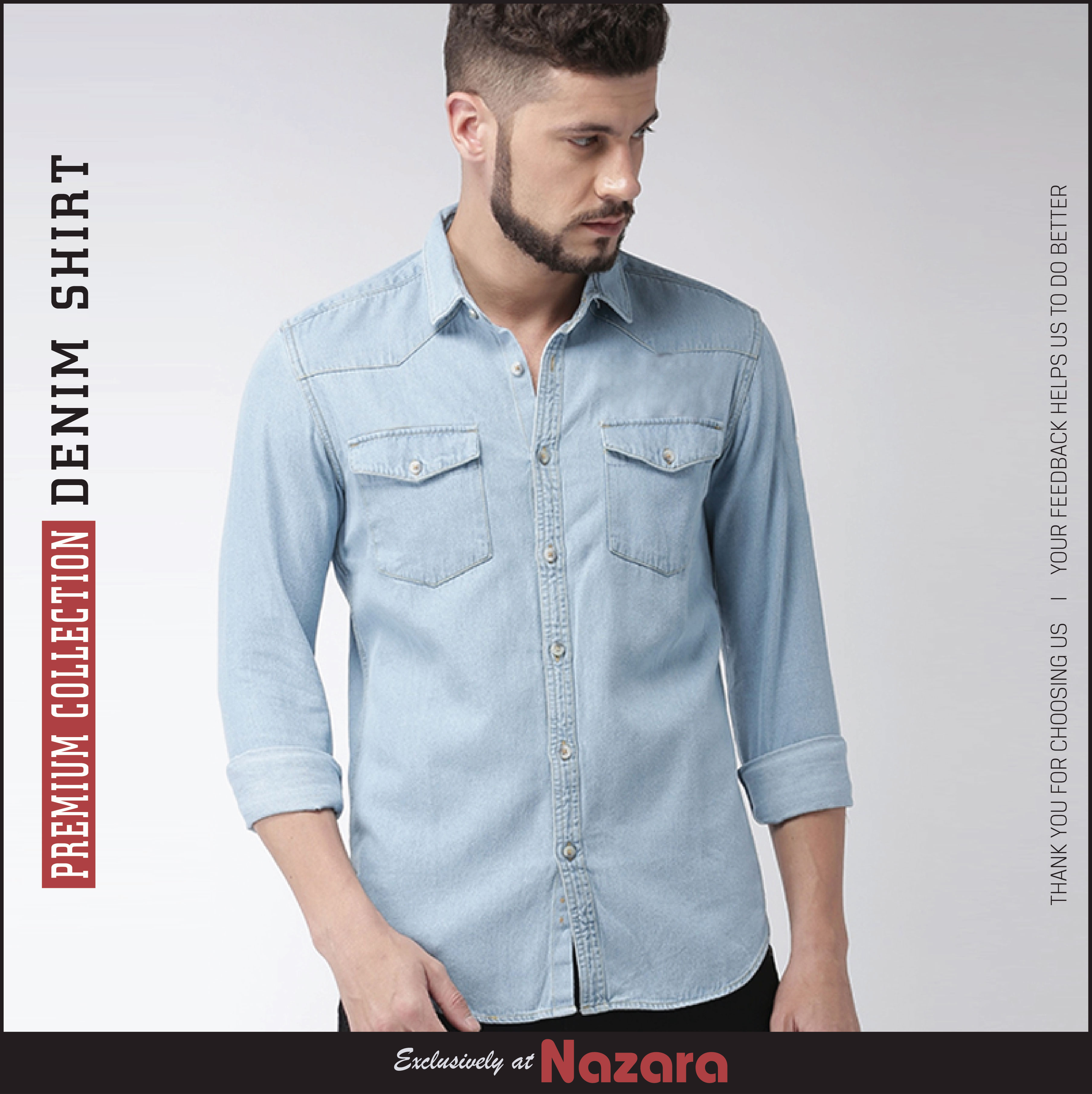 Men's Denim Shirt Pure Cotton Casual 