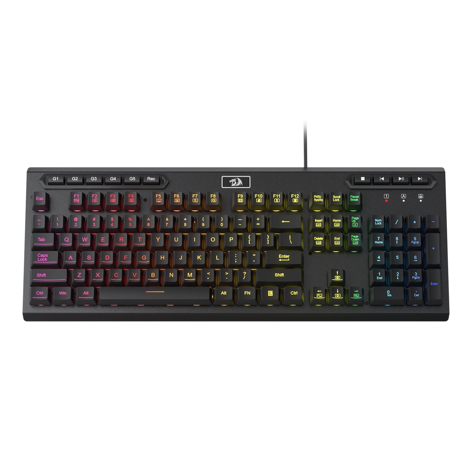 Redragon K513 RGB Membrane Gaming Keyboard, Standard 104 Keys Linear Wired Mechanical-Feel Keyboard. 