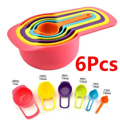 6Pcs SET Multi Color Measurement 6 Pcs Cup Set 7.5ml 15ml 60ml 85ml 125ml 250ml Plastic Kitchen Measurement Cup Set Measuring Tools & Scales. 