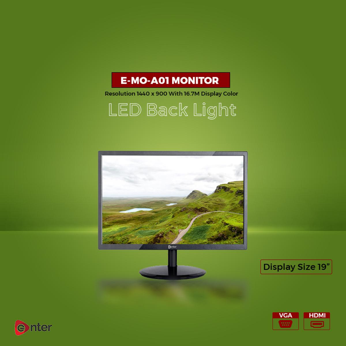 Enter 19 inch HD LED Backlit Gaming Monitor (E-MO-A01) (Response Time: 5 ms)