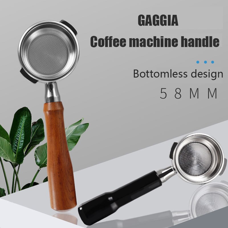 GAGGIA Bottomless  Portafilter Coffee Espresso Handle 58MM Wood Coffee Machine Bottomless Filter Portafilter. 