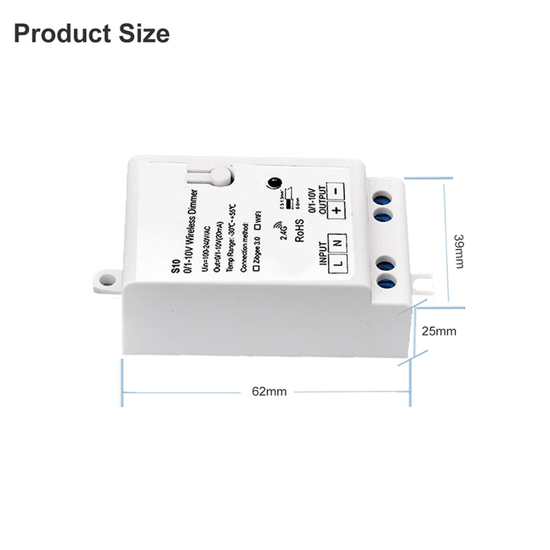 2X AC100-240V ZigBee 0/1-10V LED Light Dimmer Controller Smart Life Tuya Control App for 0-10V LED Dimmable Drive. 