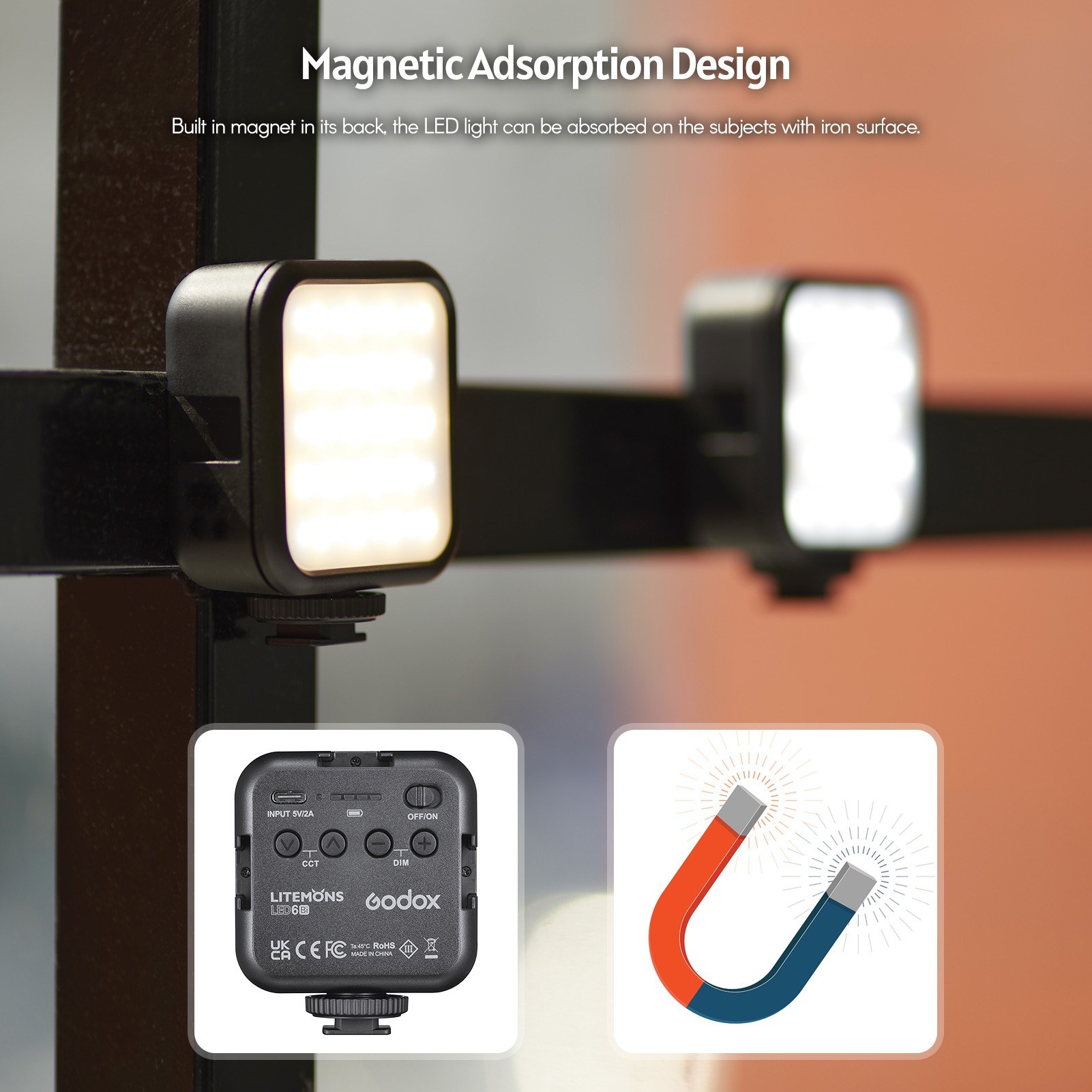 Godox LITEMONS LED6Bi Bi-color Temperature LED Video Light - black. 