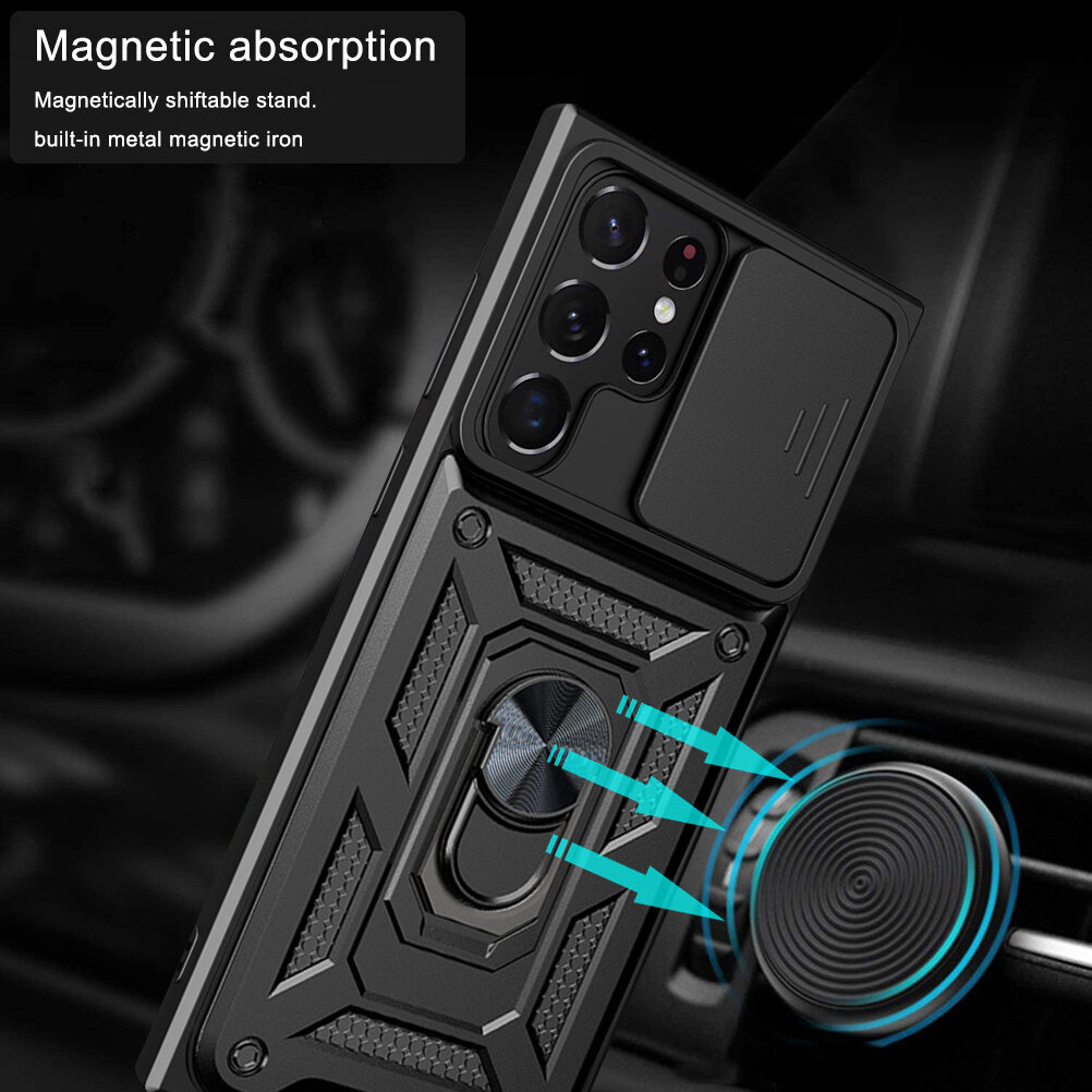 For Nokia G10 Case Armor Ring Slide Push Pull Window Camera Protect Ring Kickstand For Nokia G20 Cover. 