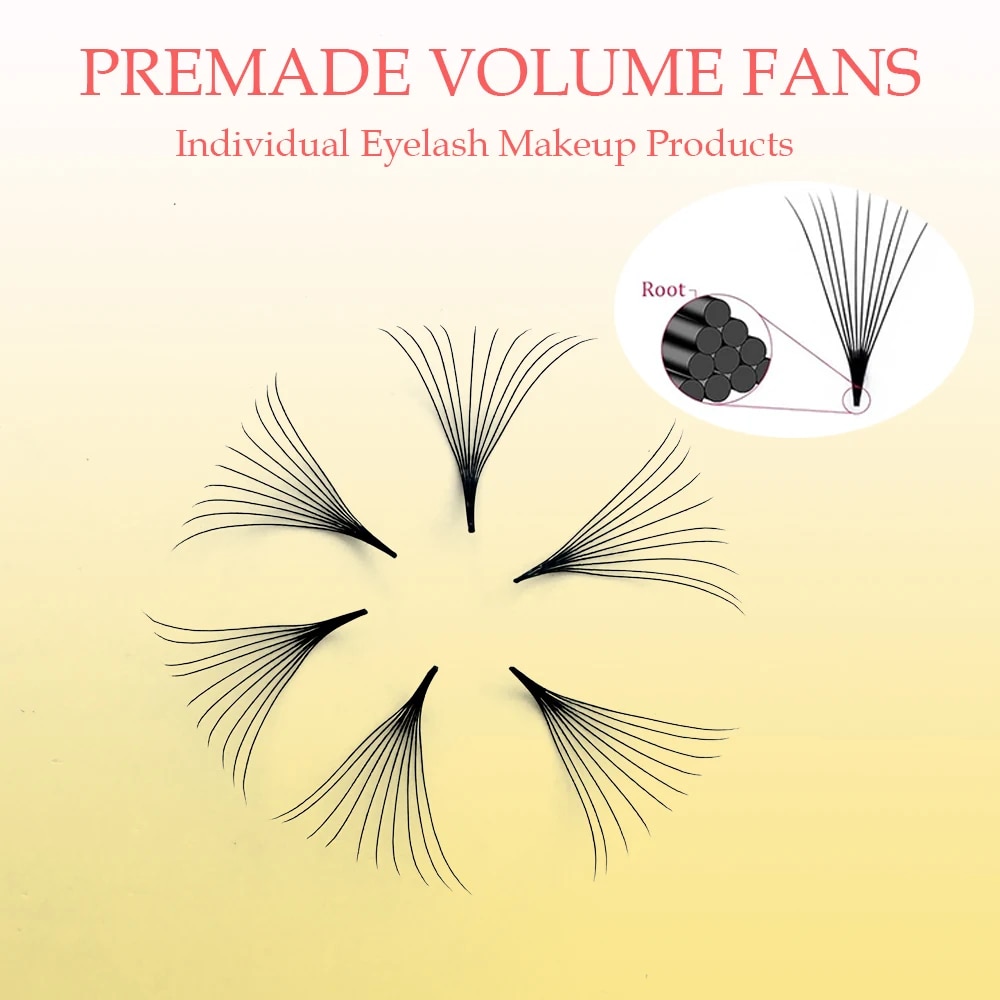 LASHKARAT 320 Fans Eyelash Extensions Premade Volume Fans Medium Stem Sharp Thin Pre Made Russian Volume Fan. 