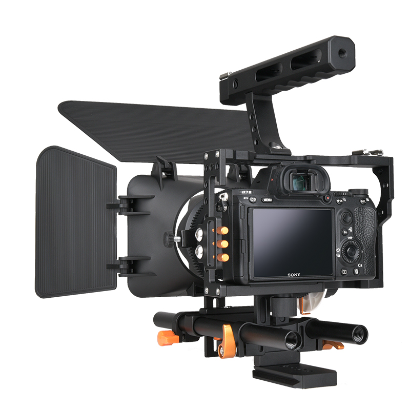 YELANGU Camera Cage Rig Kit for Sony A7S A7 A7R A72 A7RII A7SII A6000 A6500 A6300 with Dual Cold Shoe Mounts 1/4 Inch Threads. 