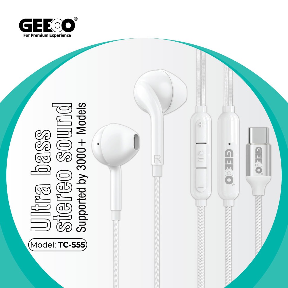 Geeoo TC555 Type-C Earphone With Ultra Bass And Stereo Sound
