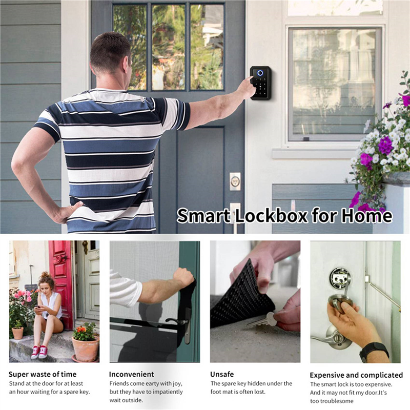 2X Key Cabinet with Code, Key Safe for Outdoor/Indoor Key Safe Fingerprint for Home/Garage/Office (Bluetooth). 