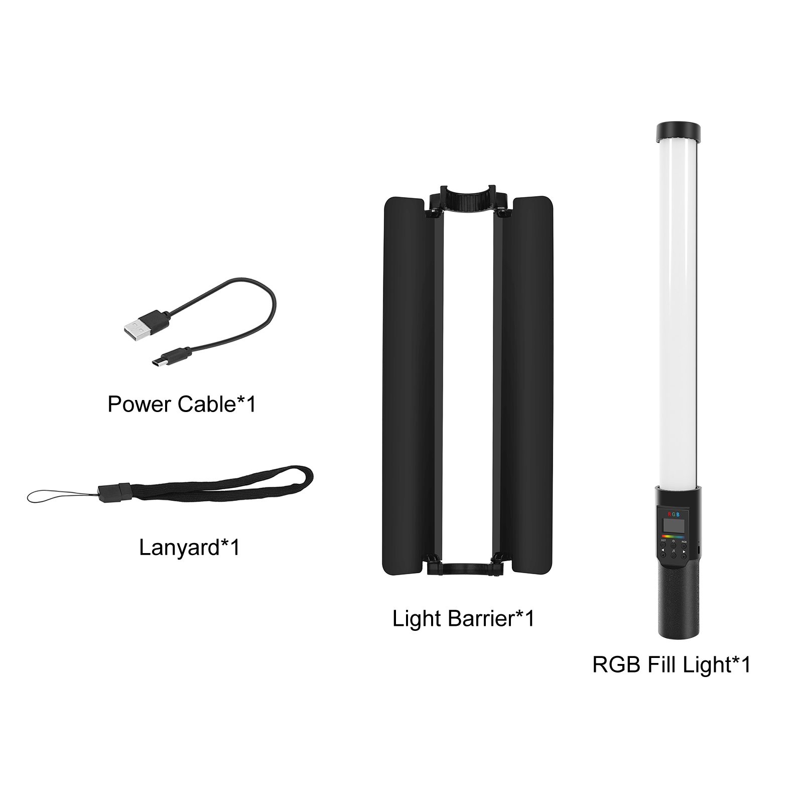 PULUZ 190 LEDs Photo Handheld Stick Light Full Color RGB Fill Light with Barndoor. 