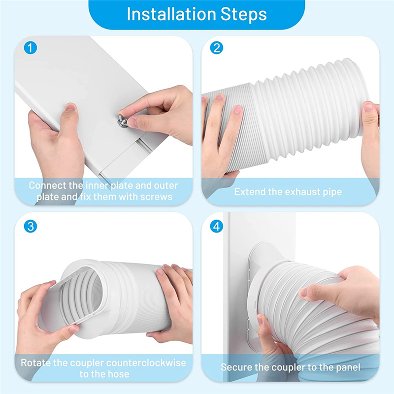 Portable Air Conditioner Window Vent Kit with Exhaust Hose Seamless. 