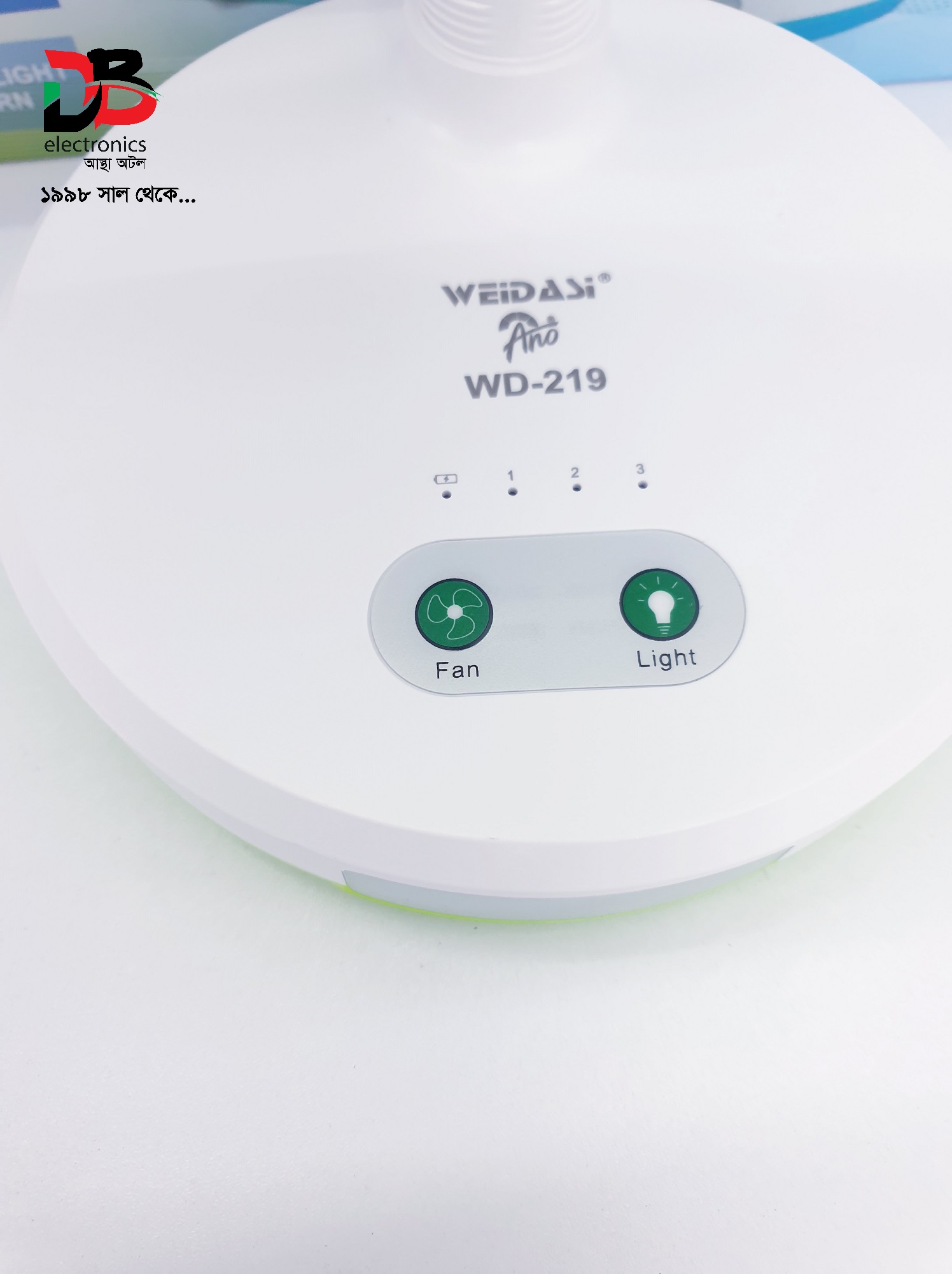 Rechargeable Fan weidasi WD-219 with Night Light Only Service Warranty 6 Month. 