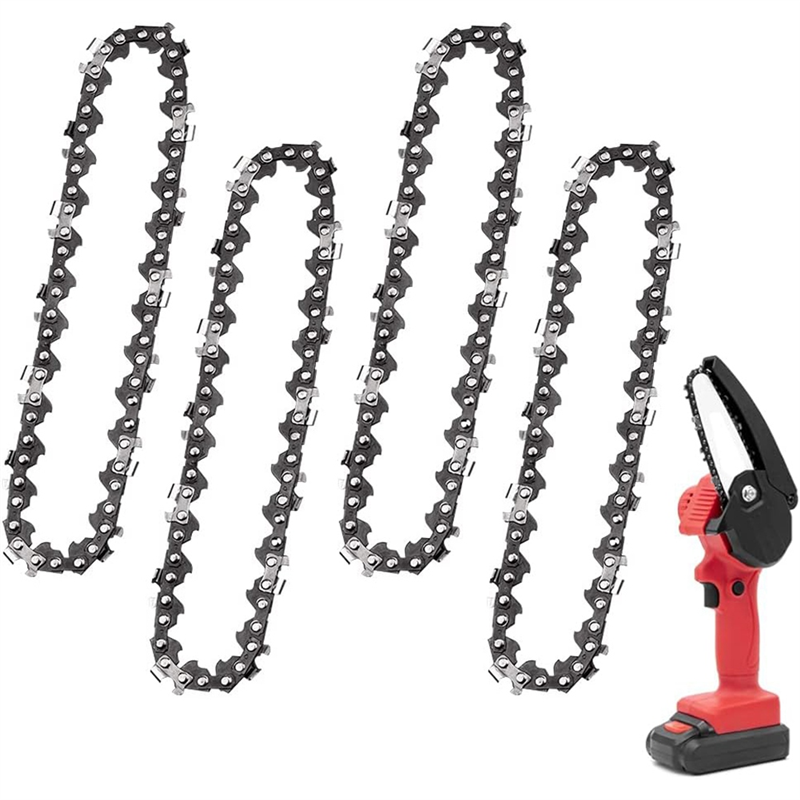 4Pcs Mini Chainsaw Chain 4 Inch Guide Saw Chain 1/4 LP Pitch, 28 Sections for Electric Protable Handheld Chain Saw Easy Install. 