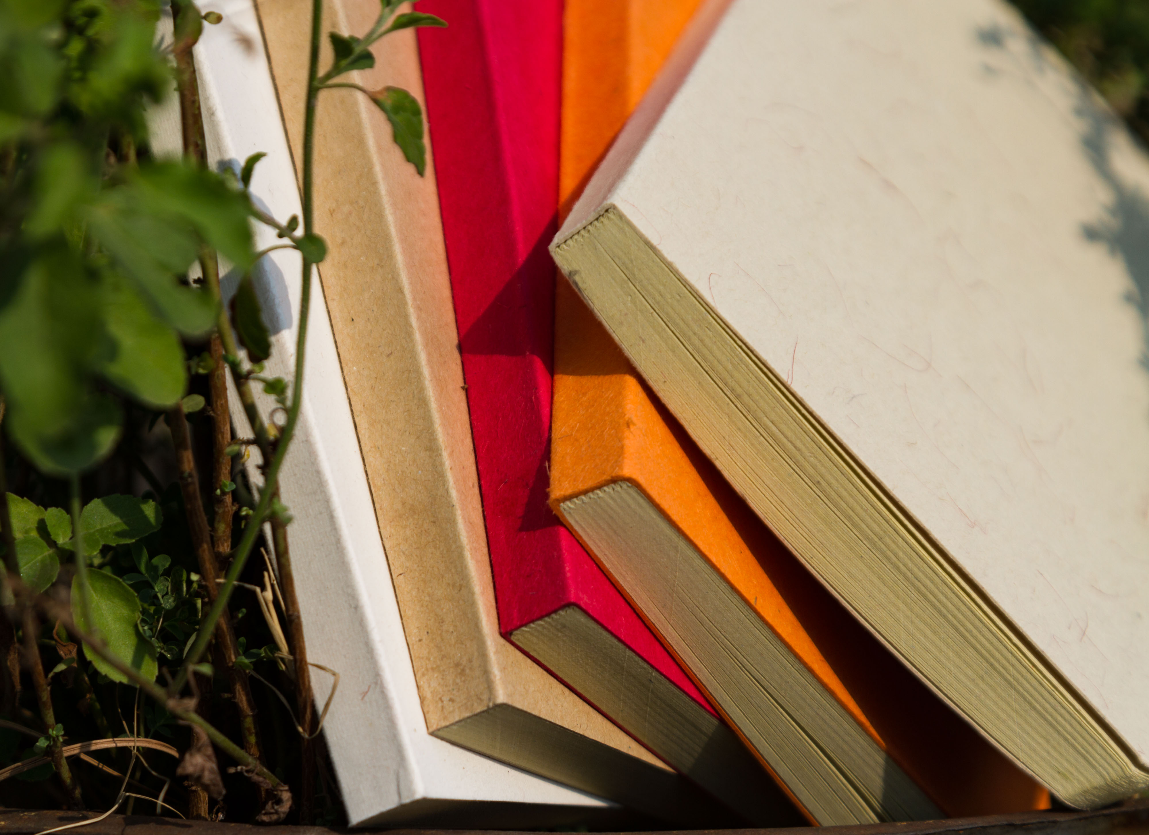Tent Series Yellowish Page Hand Made Texture Grey, Kraft, Orange, Red & Texture White Cover Notebook 5-Pack. 