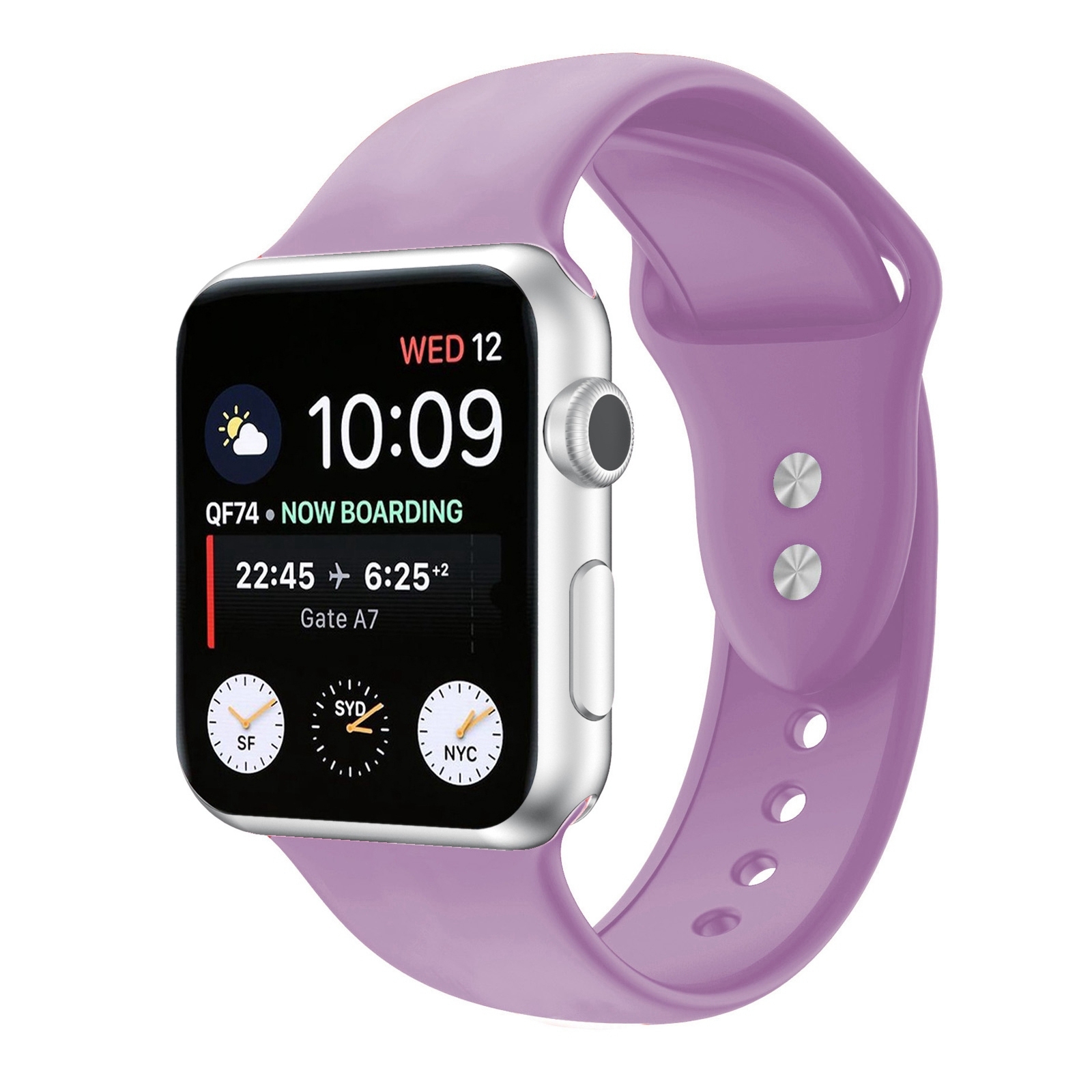 Sunsky Light Purple Apple Watch Band Double Nail Silicone Strap
