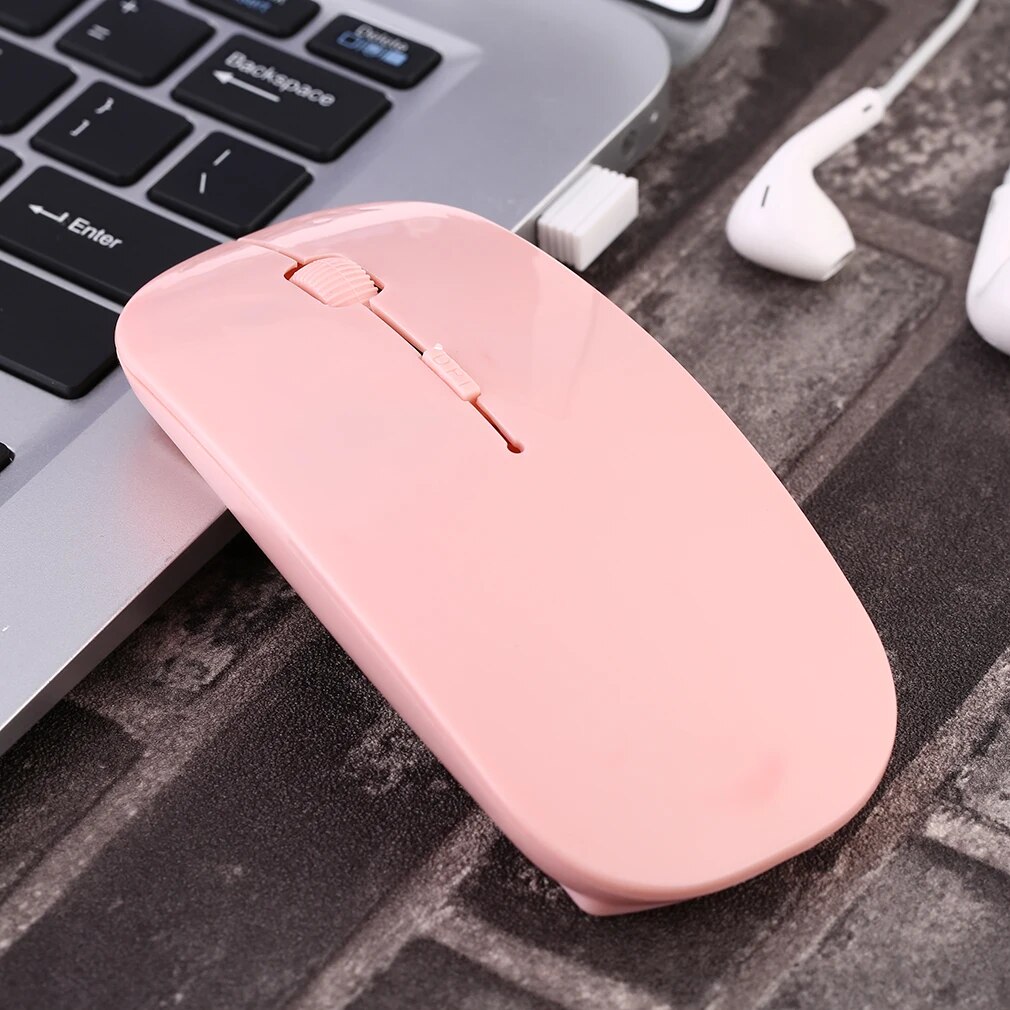 Pink Bluetooth-compatible 2.4GHz Wireless Mous USB Optical Rechargeable Mouse for Computer Laptop PC Macbook Gaming Mouse Gamer. 