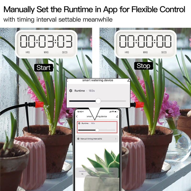 WiFi Tuya Smart Watering Machine Automatic Micro-Drip Irrigation System Plants Controller System for Alexa. 