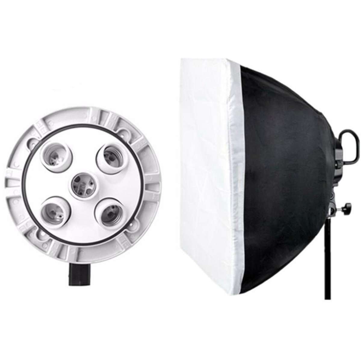 Godox Tl-5 5In1 Bulb Head Multi-Holder Tricolor - Light Stand - Softbox 60 by 60Cm Camera Photography Lighting 2Pcs Set. 