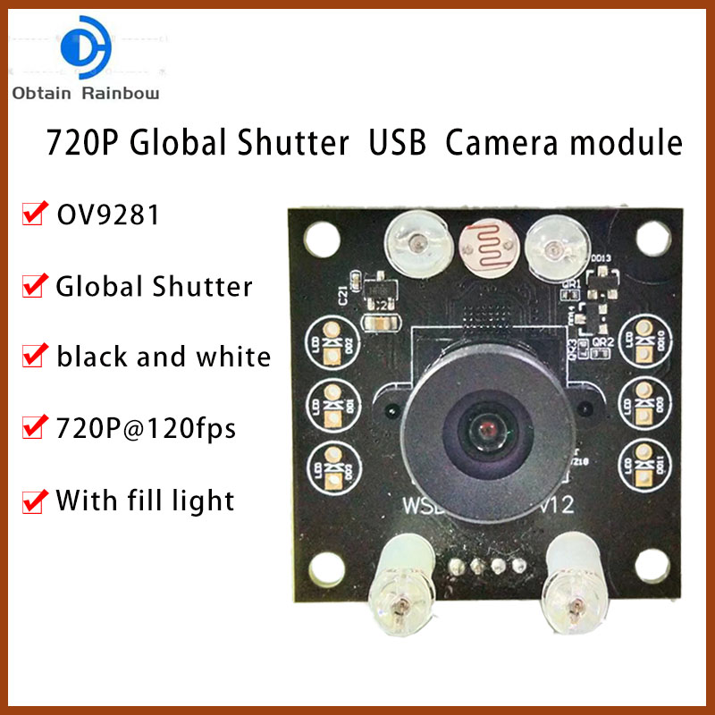 120FPS Global Shutter Camera Module 720P 1MP Monochrome High Frame Rate Action Capture USB Webcam Module MJPEG YUY2
