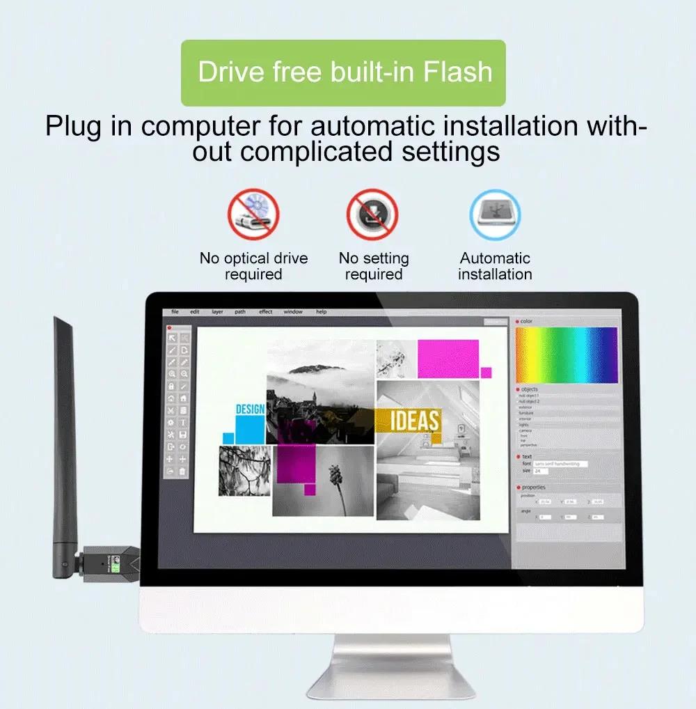 600Mbps USB WiFi Bluetooth 5.0 Adapter 2.4G 5GHz Wi-Fi Antenna Dual Band 802.11ac Mini Wireless Computer Network Card Receiver. 