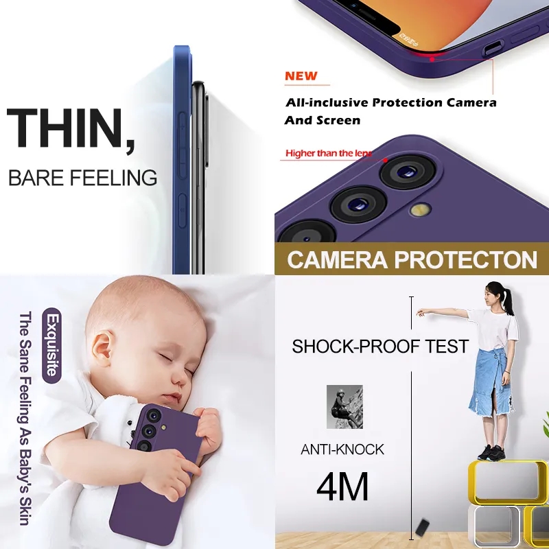 For Samsung A54 5G Case Original Square Liquid Silicone Phone Cases For Samsung Galaxy A54 A 54 5G Protection Back Soft Cover. 