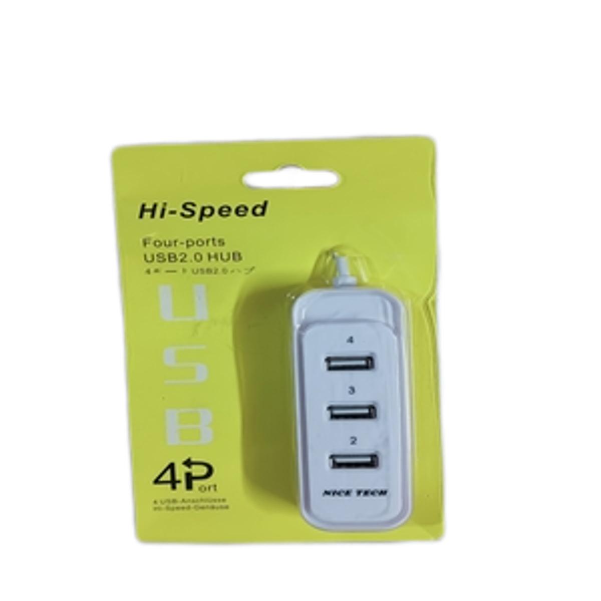 Hub 4 Port  Usb 2.0 Nice Tech Hi-Speed Hub For Pc, Laptop, Smart Tv Etc Use - Usb Hub. 