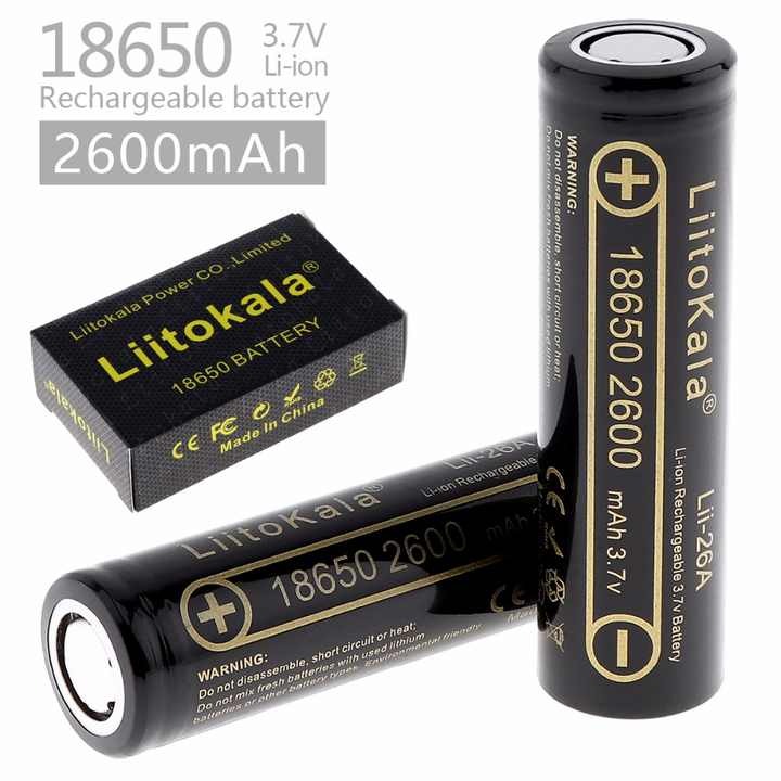 LiitoKala Lii-26A 18650 2600mAh 3.7V Rechargeable Li-ion Battery with Safety Relief Valve for Flashlights / Headlamps- 2pcs