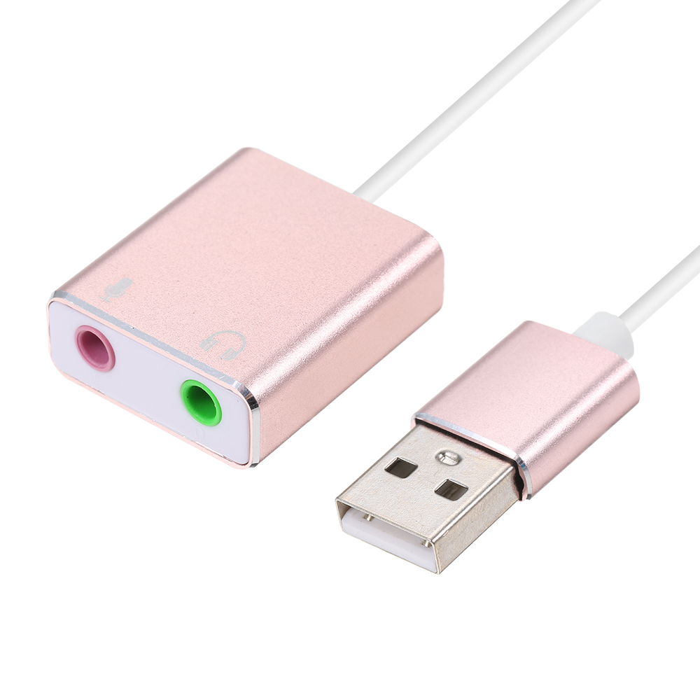 USB External Sound Card Hi-Fi Magic Voice 7.1 CH Audio Card Adapter USB to Jack 3.5mm Earphone Microphone Speaker for Laptop PC(Pink). 