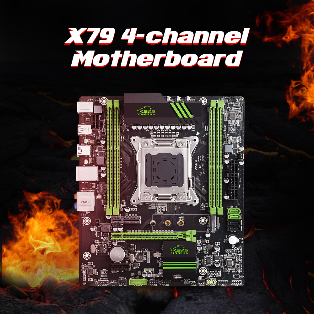 HXSJ Jingsha X79 Motherboard Gaming Mainboard with 4-channel DDR3 Slots M.2 Interface Support LGA2011 V1 V2 Series Processor. 