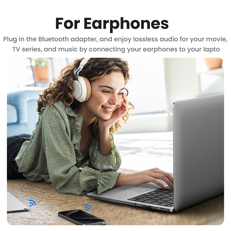 UGREEN USB Bluetooth Adapter BT 5.4 Bluetooth Dongle Receiver Support Windows 11 10 8.1 Plug and Play for PC Laptop Mouse Keyboard. 