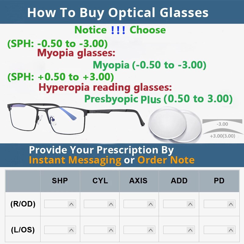 en's Light ng eading lasses ew ure itanium Eyeglasses Frame yopia resbyopia rescription Lens Opts Eyewear. 