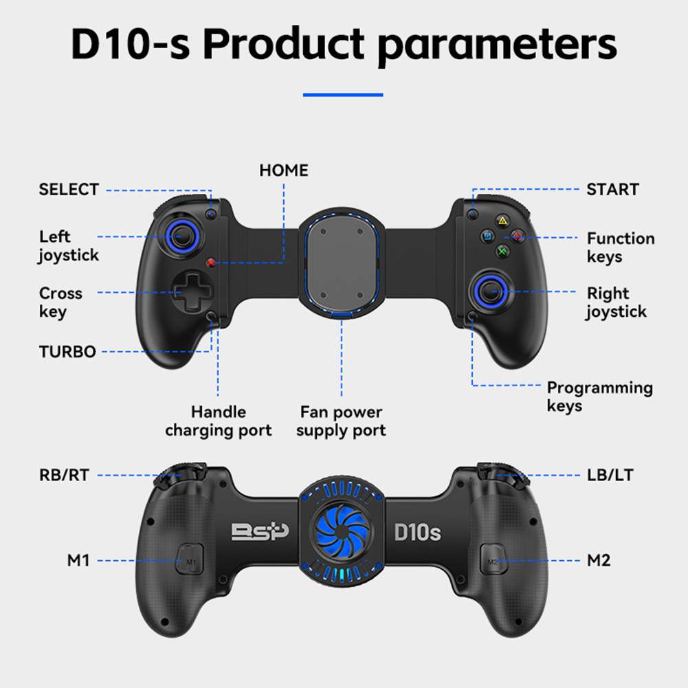 Sıcak BSP D10 D10S germe soğutma oyun denetleyicisi için anahtarı/Android/Apple IOS Tablet /PS3/PS4 ForXBOX Gamepad akışı. 