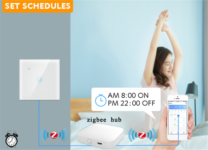Nax 1/2/3/4 Gang Zigbee Smart Touch Switch Home Wall Button For Alexa And Google Home Assistant Eu Standard Smart Life App. 