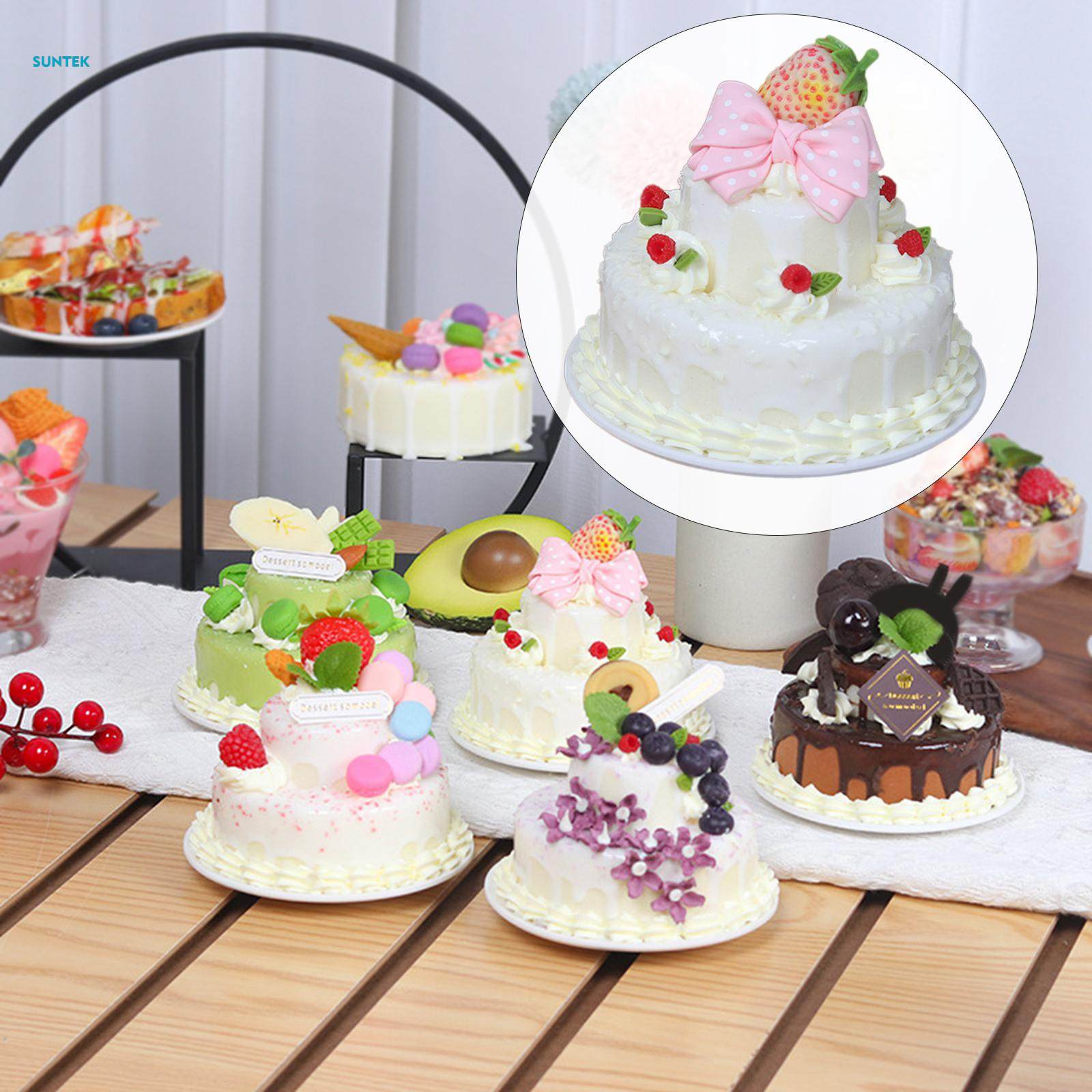 Fake Cake for Display, Artificial Cake Model Decoration Kitchen Photography Props. 