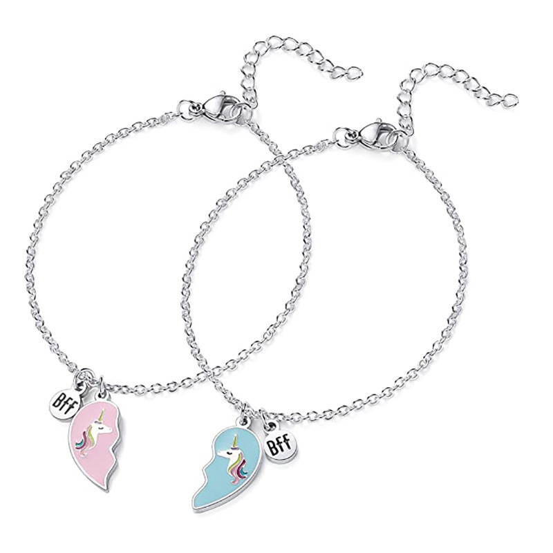 Valentine's Day Jewelry Gift Best Friend Friendship Sister Bestie Bff Broken Heart Bracelet Necklace Jewelry for Women Men. 