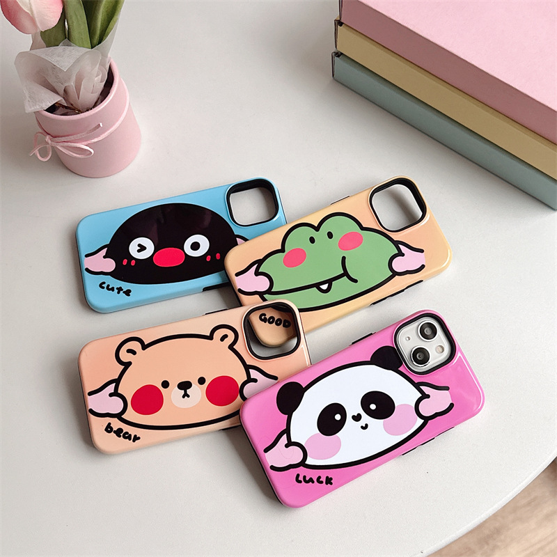 Feilin Two-in-One Pinching Face Animal Avatar New Suitable for Apple iPhone15promax Phone case 14 Soft Cover. 