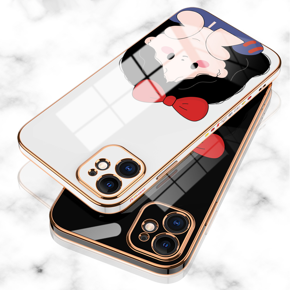 UCUC for OPPO A9 2020 A5 2020 Back Cover + Free Lanyard Cute Gir Luxury 6D Plating Case Side Pattern Soft Silicone Square Phone Cases. 