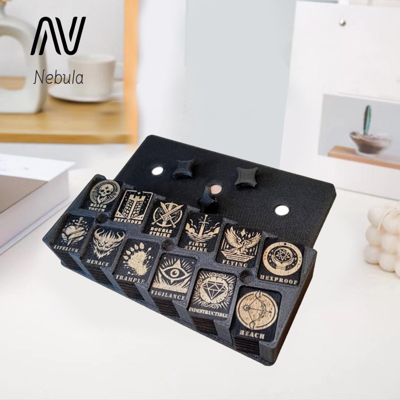 Nebula Supreme op Game Counter Wooden Card Game Ability Counters Set with Token Dispenser Storage Box op Game Trking Counter for Gamers Card Game Counter. 